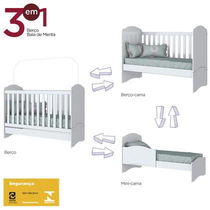 Imagem de Quarto Infantil de Bebê Completo Berço + Cômoda + Roupeiro + Armário Aéreo Módulo 100% MDF - Phoenix Baby