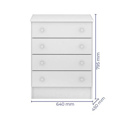 Imagem de Quarto Infantil Doce Sonho Berço c/ Colchão + Roupeiro + Cômoda Branco