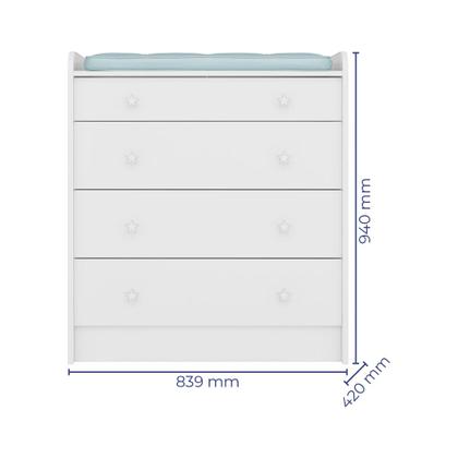 Imagem de Quarto Infantil Doce Sonho com Berço Simples e Cômoda c/ suporte p/ Trocador Branco