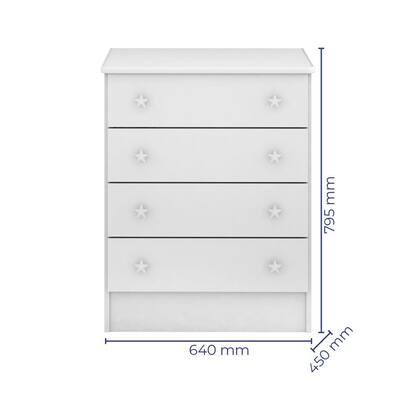 Imagem de Quarto Infantil Doce Sonho Roupeiro c/ Nicho + Berço c/ Rodízio + Colchão + Cômoda Branco