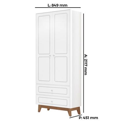 Imagem de Quarto Infantil Duplo 100% MDF Tuboarte Guarda-Roupas Kevin e Berço Lucca