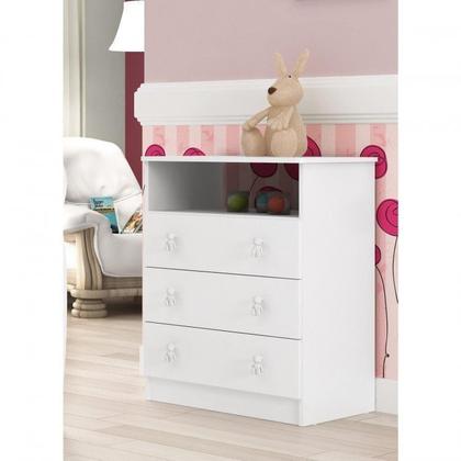 Imagem de Quarto Infantil Guarda Roupa 2 Portas 3 Gavetas Cômoda 3 Gavetas 1 Nicho Mini Cama DJD Móveis Branco