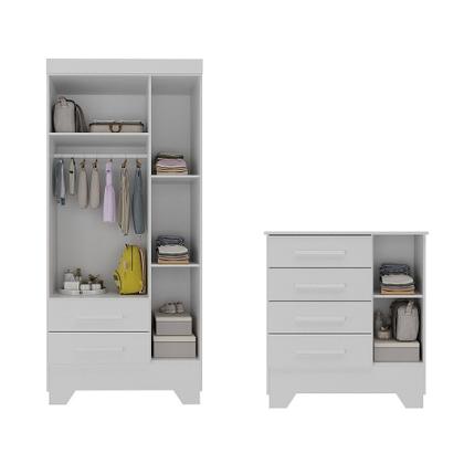 Imagem de Quarto Infantil Guarda Roupa 3 Portas e Cômoda Catavento Rodial