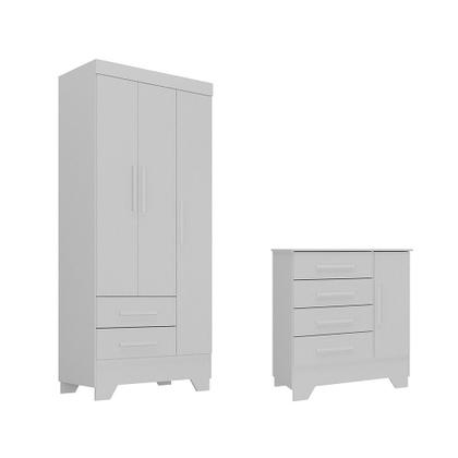 Imagem de Quarto Infantil Guarda Roupa 3 Portas e Cômoda Catavento Rodial