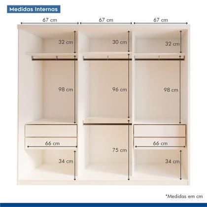 Imagem de Quarto Infantil Guarda Roupa Premium Thalia 205,9cm 3 Portas e Cômoda 129,5cm 1 Porta 4 Gavetas Minastex