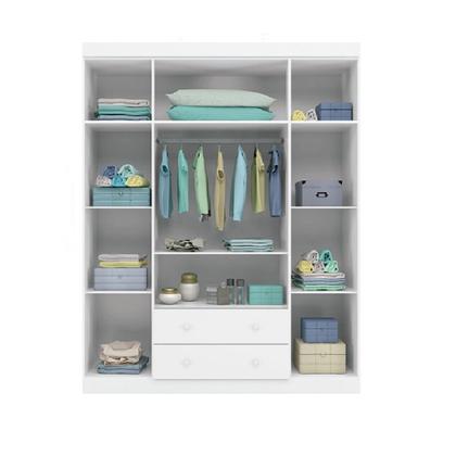 Imagem de Quarto Infantil Guarda Roupa Roupeiro e Cômoda 100% MDF + Berço Mini Cama Doce Sonho Branco c/ Colchão