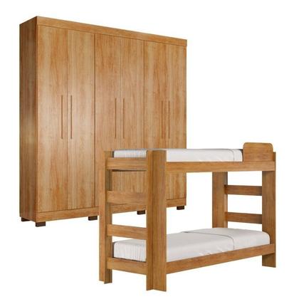 Imagem de Quarto Infantil/juvenil com Beliche Flórida e Guarda Roupa 6 Portas 4 Gavetas Flórida 100% Mdf
