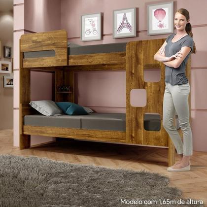 Imagem de Quarto Infantil/juvenil com Beliche Vegas e Guarda Roupa 4 Portas 3 Gavetas Flórida 100% Mdf