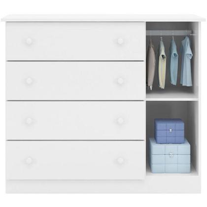 Imagem de Quarto Infantil MDF Flat Mel Berço Mini Cama Doce Sonho c/ Guarda Roupa Roupeiro e Cômoda