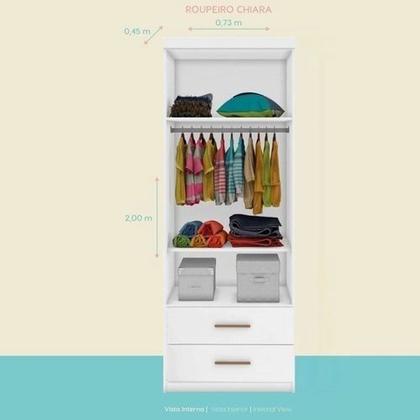 Imagem de Quarto Infantil Modulado Malu com Guarda Roupa 2 Portas, Modulo Aéreo, Cama e Auxiliar Branco - Phoenix Baby