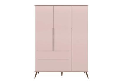 Imagem de Quarto Infantil Retro com Guarda Roupa 3 Portas e Comoda 1 Porta e 3 Gavetas Rose - Phoenix Baby