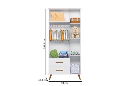 Imagem de Quarto Infantil Retro Lunare Guarda Roupa, Comoda e Berço Branco