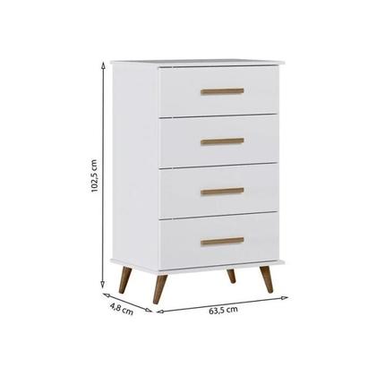 Imagem de Quarto Infantil Retro Lunare Guarda Roupa, Comoda e Berço Branco