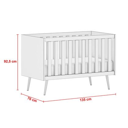 Imagem de Quarto Infantil Retro Melinda com Guarda Roupa, Cômoda e Berço Mini Cama Branco 100% MDF