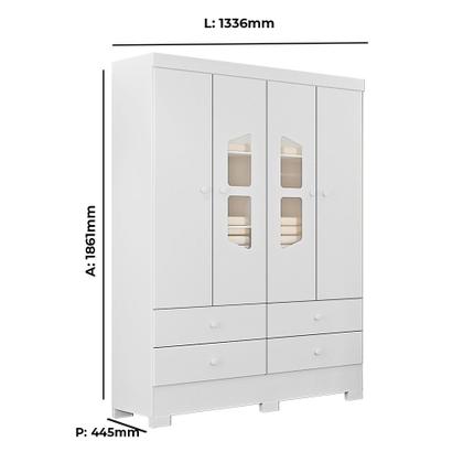 Imagem de Quarto Infantil Triplo 100% em MDF com Berço 2 em 1 Tuboarte Cristal Berço Cristal