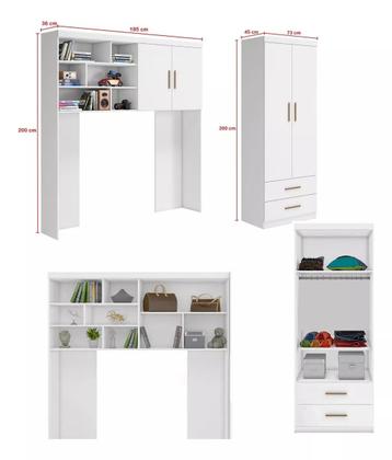 Imagem de Quarto Juvenil com Guarda Roupa e Armario Modulo Aereo Branco