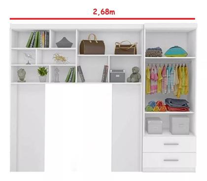 Imagem de Quarto Juvenil com Guarda Roupa e Armario Modulo Aereo Branco