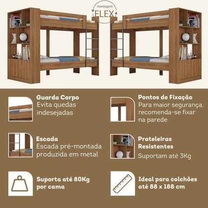 Imagem de Quarto Juvenil Completo Zest com Beliche e Escrivaninha 2 Gavetas