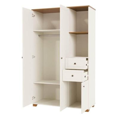 Imagem de Quarto Juvenil Funcional Cama Solteiro e Guarda Roupa Ananda Casatema Off White/Mel