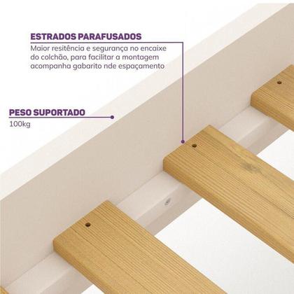 Imagem de Quarto Juvenil Funcional Cama Solteiro e Guarda Roupa Ananda Casatema Off White/Mel