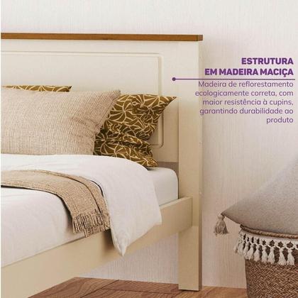Imagem de Quarto Juvenil Funcional Cama Solteiro e Guarda Roupa Ananda Casatema Off White/Mel
