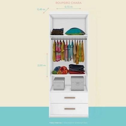 Imagem de Quarto Juvenil Modulado Zoe com Guarda Roupa 2 Portas, Modulo Aéreo, Cama e Auxiliar Branco - Phoenix Baby