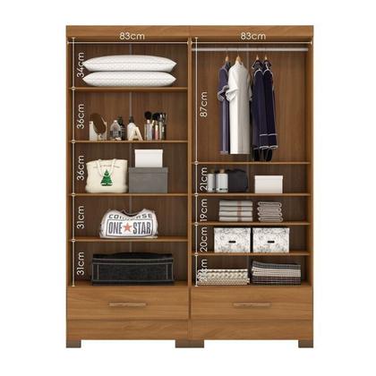 Imagem de Quarto Modulado 2 Peças 4 Portas 2 Gavetas com Espelhos Smart Plus Espresso Móveis