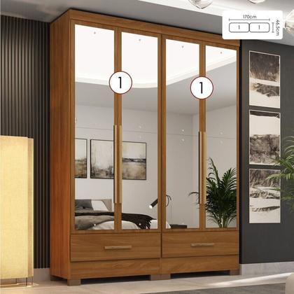 Imagem de Quarto Modulado 2 Peças 4 Portas 2 Gavetas com Espelhos Smart Plus Espresso Móveis