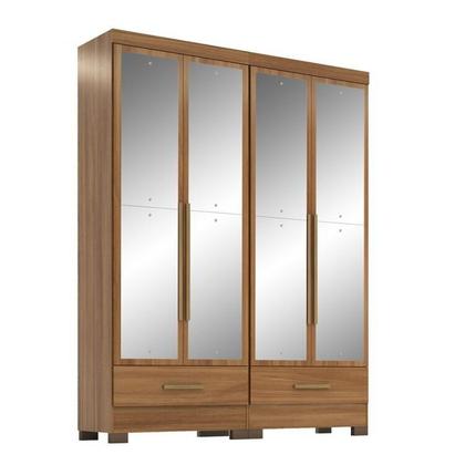 Imagem de Quarto Modulado 2 Peças 4 Portas 2 Gavetas com Espelhos Smart Plus Espresso Móveis
