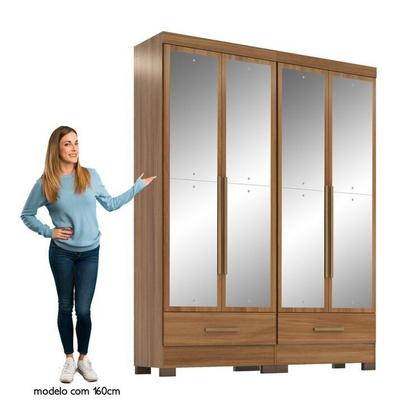 Imagem de Quarto Modulado 2 Peças 4 Portas 2 Gavetas com Espelhos Smart Plus Espresso Móveis
