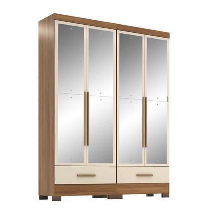 Imagem de Quarto Modulado 2 Peças 4 Portas 2 Gavetas com Espelhos Smart Plus Espresso Móveis
