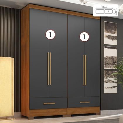 Imagem de Quarto Modulado 2 Peças 4 Portas 2 Gavetas Smart Plus Espresso Móveis