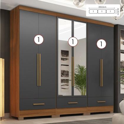 Imagem de Quarto Modulado 3 Peças 6 Portas 3 Gavetas com Espelhos Smart Plus