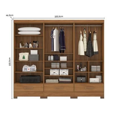 Imagem de Quarto Modulado 3 Peças 6 Portas 3 Gavetas com Espelhos Smart Plus