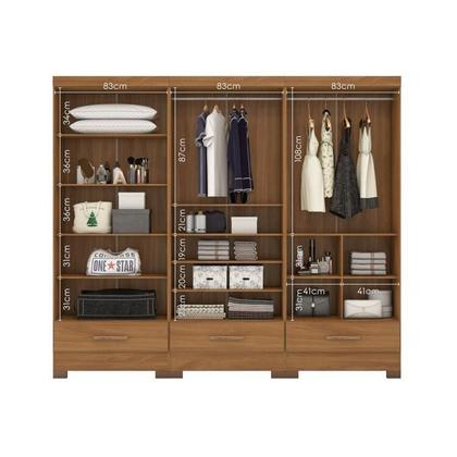 Imagem de Quarto Modulado 3 Peças 6 Portas 3 Gavetas com Espelhos Smart Plus