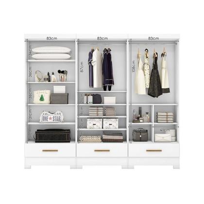 Imagem de Quarto Modulado 3 Peças 6 Portas 3 Gavetas com Espelhos Smart Plus