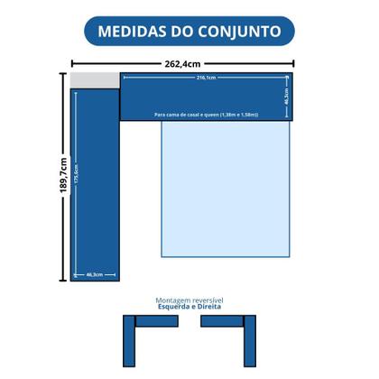 Imagem de Quarto Modulado Casal 10 Portas 3 Gavetas Infinity Móveis Castro