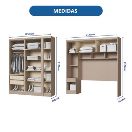 Imagem de Quarto Modulado Casal 10 Portas 3 Gavetas Infinity Móveis Castro