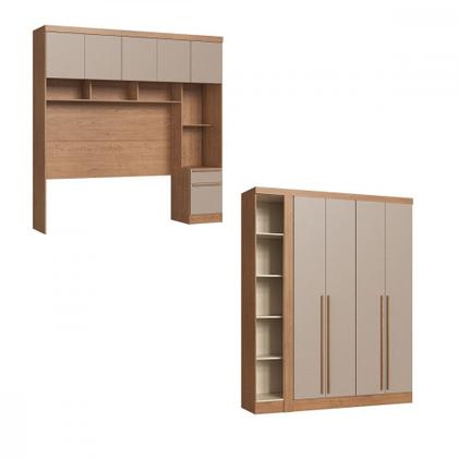 Imagem de Quarto Modulado Casal 10 Portas 3 Gavetas Infinity Móveis Castro