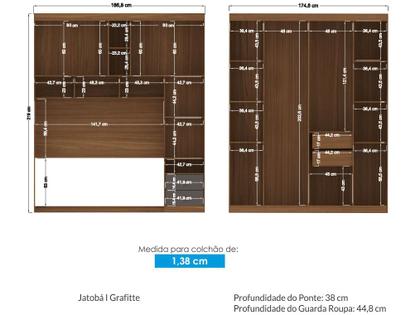 Imagem de Quarto Modulado Casal 4 Peças Santos Andirá Lugano