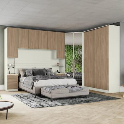 Imagem de Quarto Modulado Casal 5 Peças Seletto Areia/Jequitibá