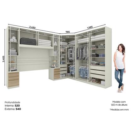 Imagem de Quarto Modulado Casal 5 Peças Seletto Areia/Jequitibá