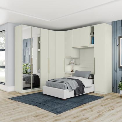 Imagem de Quarto Modulado Casal 9 Portas 3 Gavetas Canto Oblíquo Areia