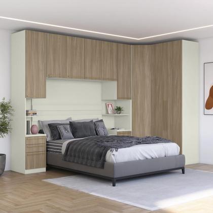 Imagem de Quarto Modulado casal 9 Portas 6 Gavetas Canto Oblíquo Areia