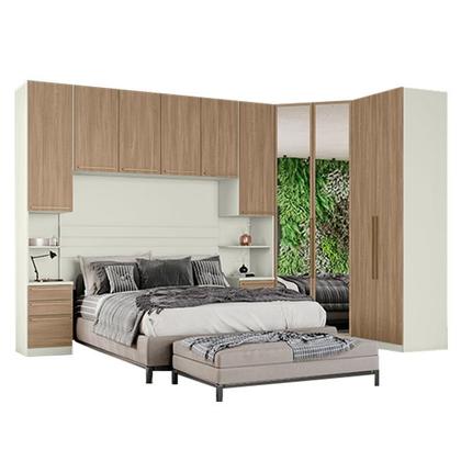 Imagem de Quarto Modulado Casal Ambiente Composição 5.4 New Predileto 5 Peças Areia Jequitibá - Henn