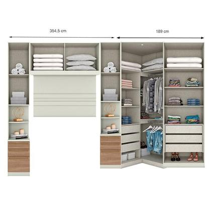 Imagem de Quarto Modulado Casal Ambiente Composição 5.4 New Predileto 5 Peças Areia Jequitibá - Henn