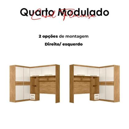 Imagem de Quarto Modulado Casal Ambiente Florença Freijó Off White - Moval