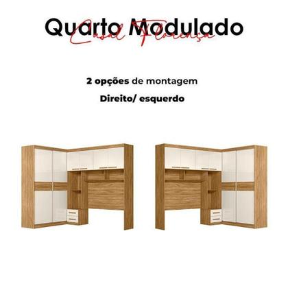 Imagem de Quarto Modulado Casal Ambiente Florença Freijó Off White - Moval