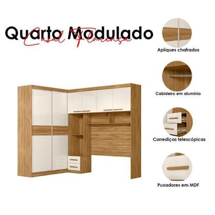 Imagem de Quarto Modulado Casal Ambiente Florença Freijó Off White - Moval