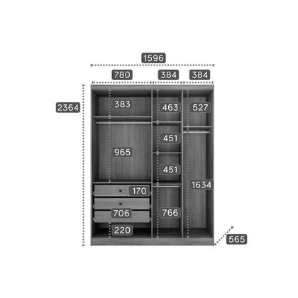 Imagem de Quarto Modulado Casal  Bari 5 Peças 1 Armário Ponte + 1 Closet + 2 Guarda Roupas + 1 Complemento QCM03 Cumaru - Novo Horizonte